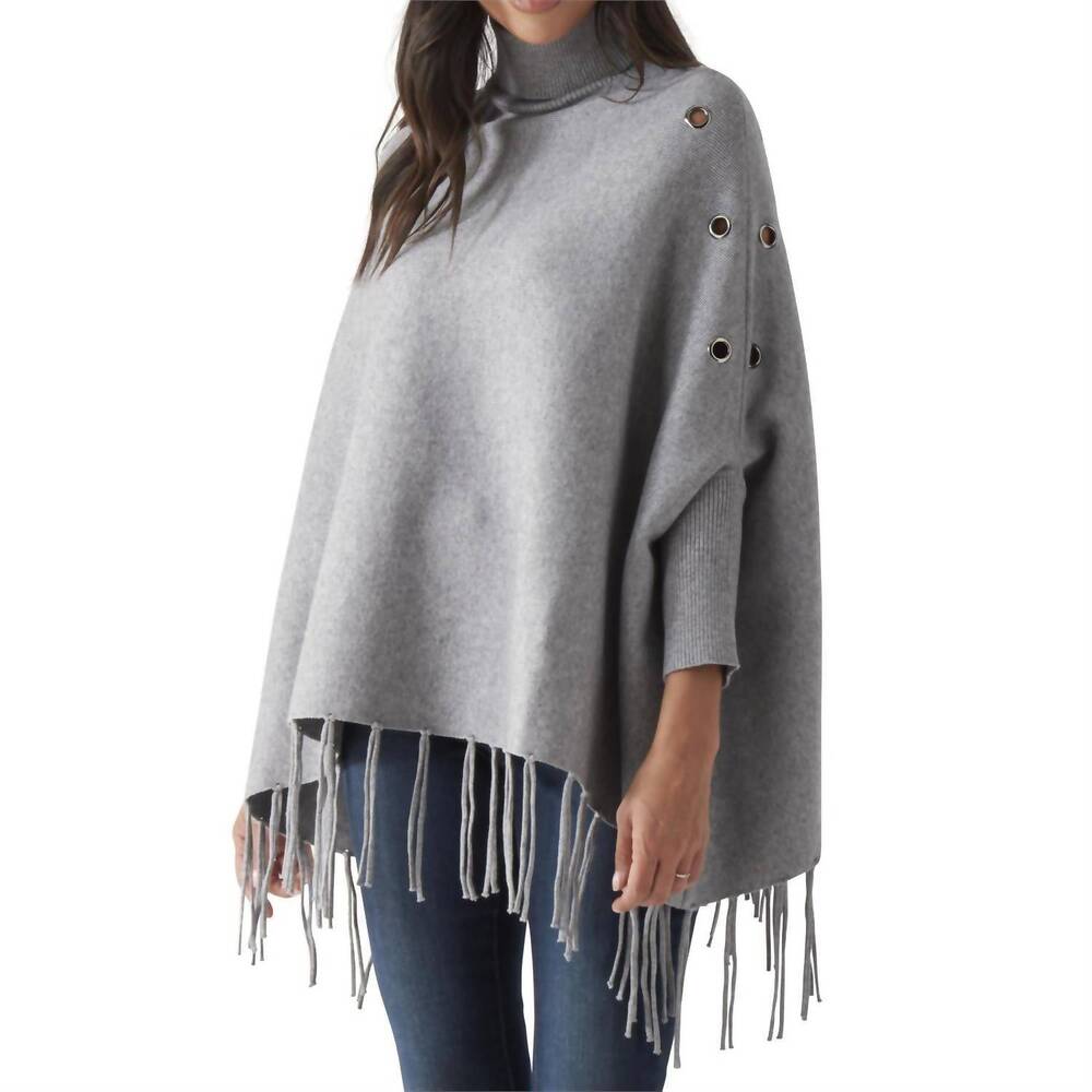 NEW K&K INTERIORS turtleneck ponchos with sleeves in gray
